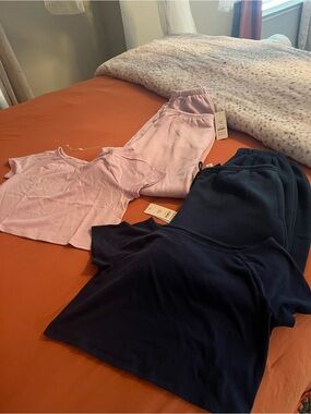 Youth Girls two bundle Piece Lounge Set — Pink & Navy
